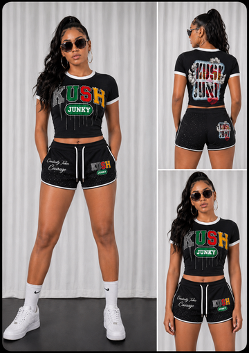 Kush Junky Women’s Signature Crop Set – Black