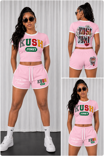 Kush Junky Women’s Light Pink Crop Set